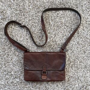 Jack Georges Leather Brown Crossbody Purse with RFID Protection
